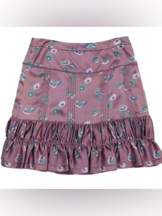 Marc Jacobs Dresses & Skirts - Marc Jacobs Mauve 100% Silk Floral Print Ruffled Pintucked Mini Skirt